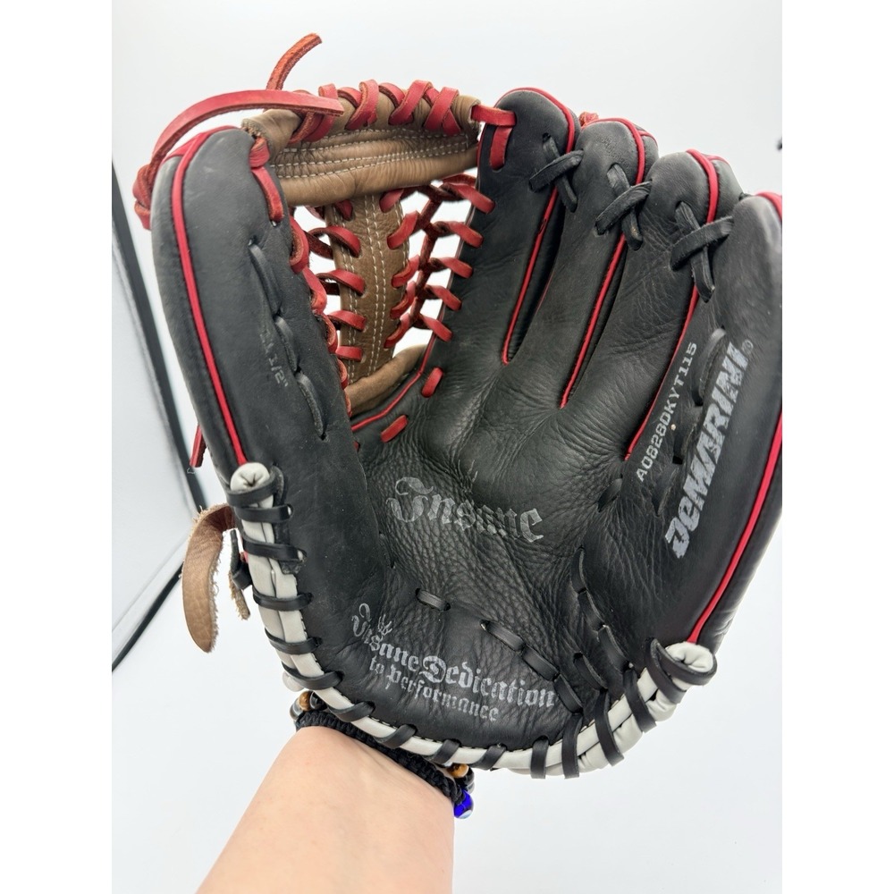 DeMarini Insane 11.5 Baseball Glove RHT Black Red Leather Infield